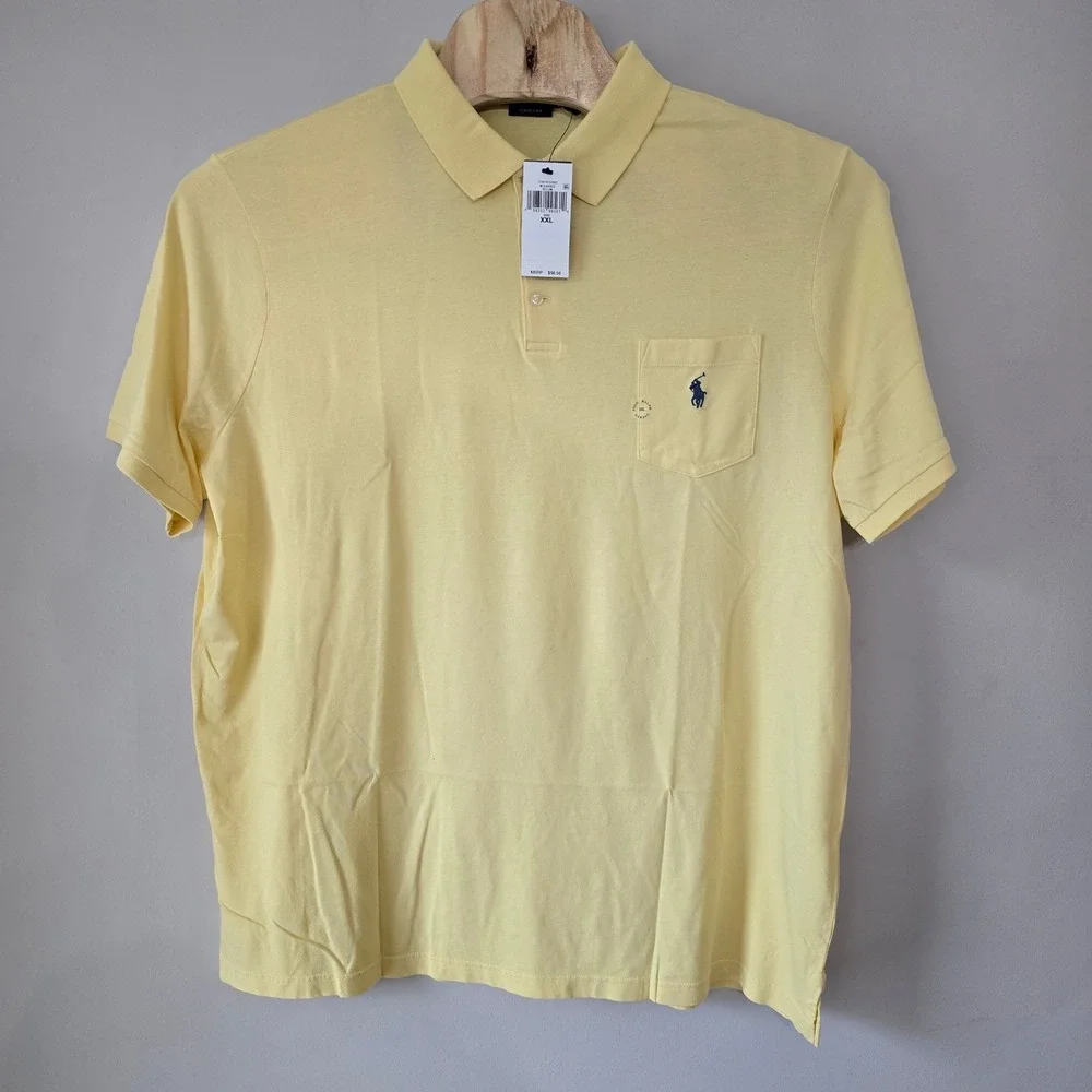 Polo Ralph Lauren Mens XXL Yellow Cotton‎ Short Sleeve Pocket Polo Shirt